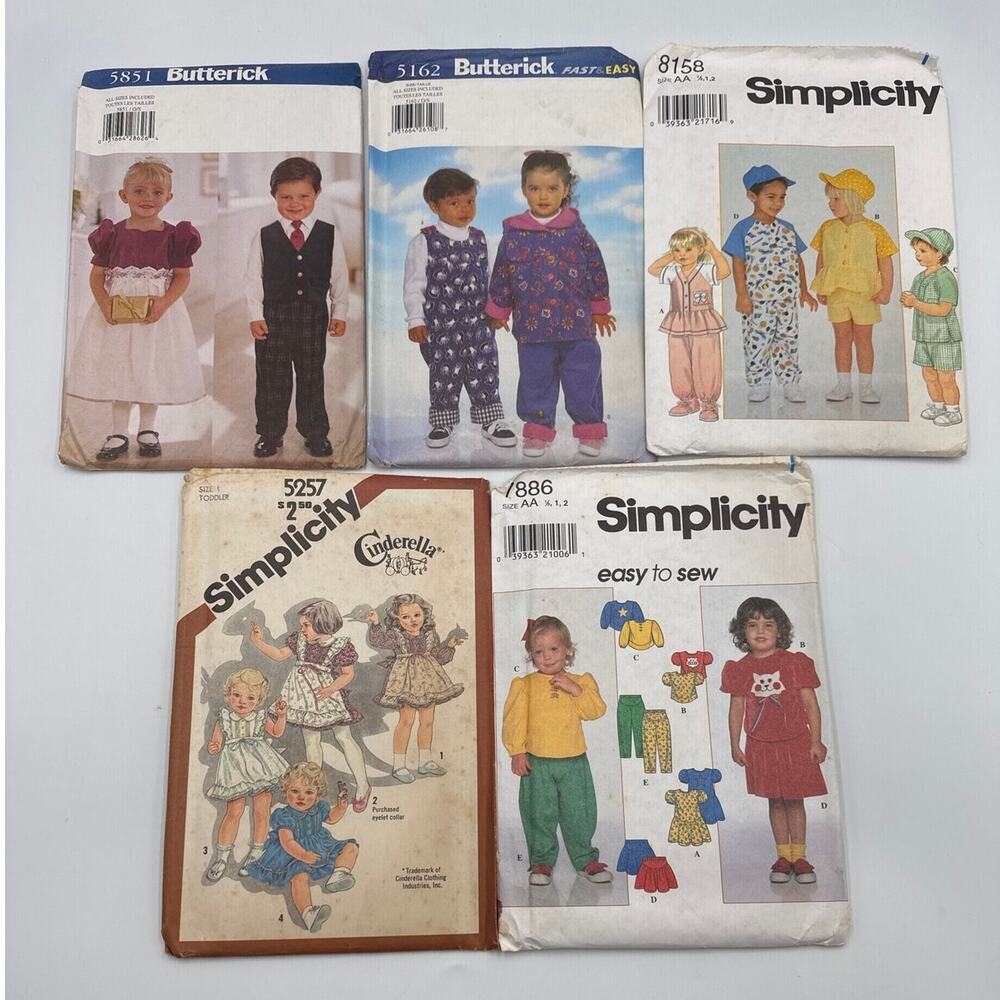 Toddler Baby Sewing Pattern Lot of 10 Romper Dress Overalls Size 1 2 3 All Sizes
